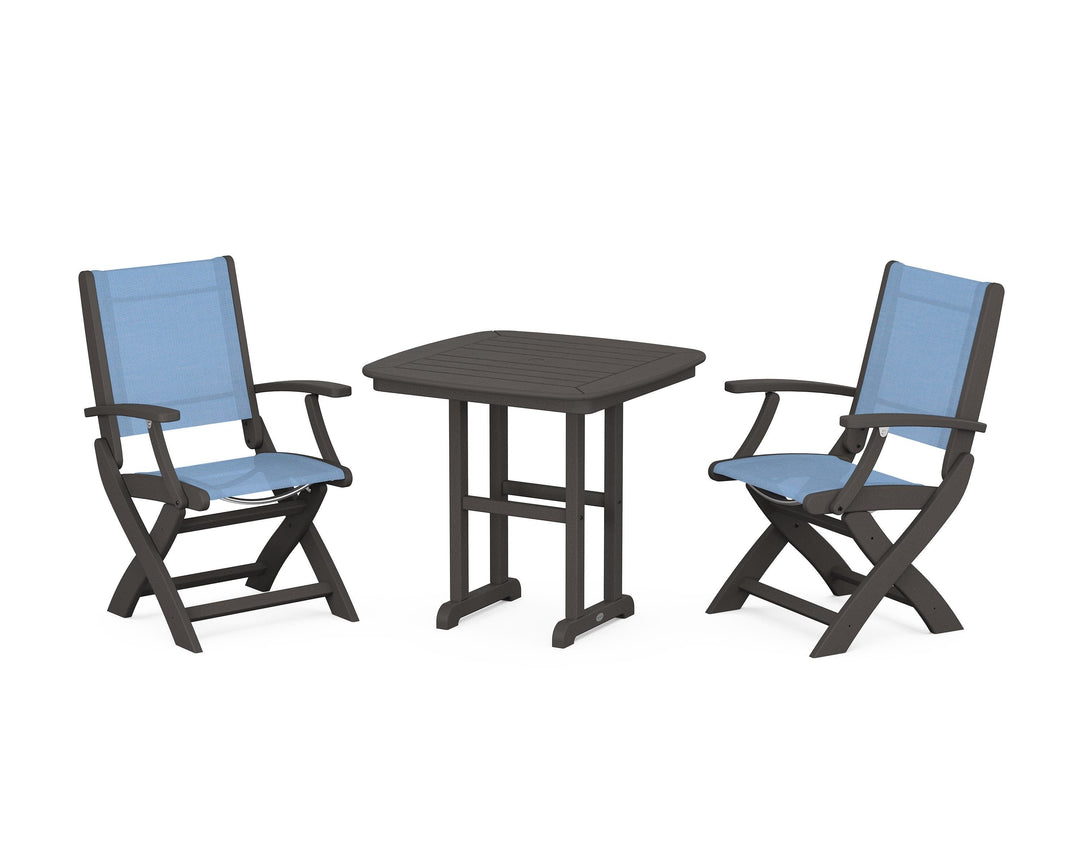 POLYWOOD® Coastal Folding Chair 3-Piece Dining Set