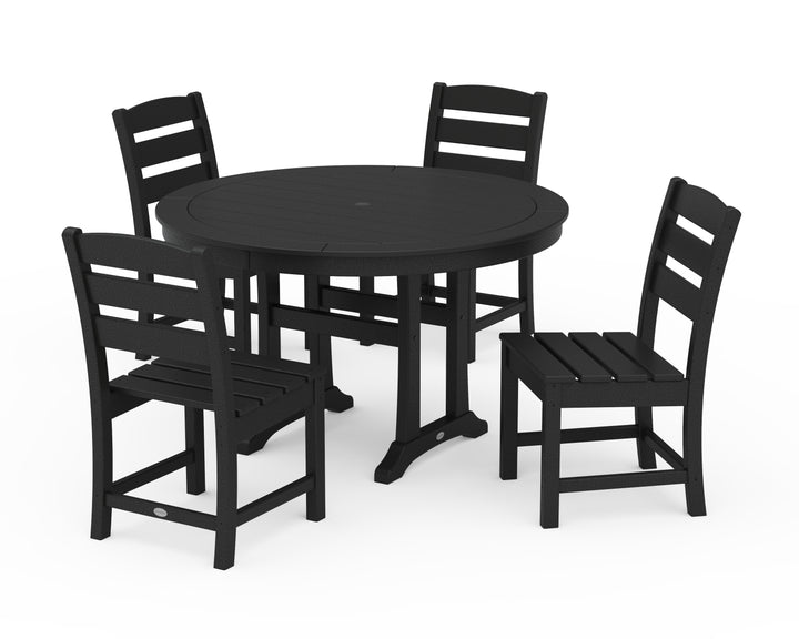 POLYWOOD® Lakeside Side Chair 5-Piece Round Dining Set With Trestle Legs