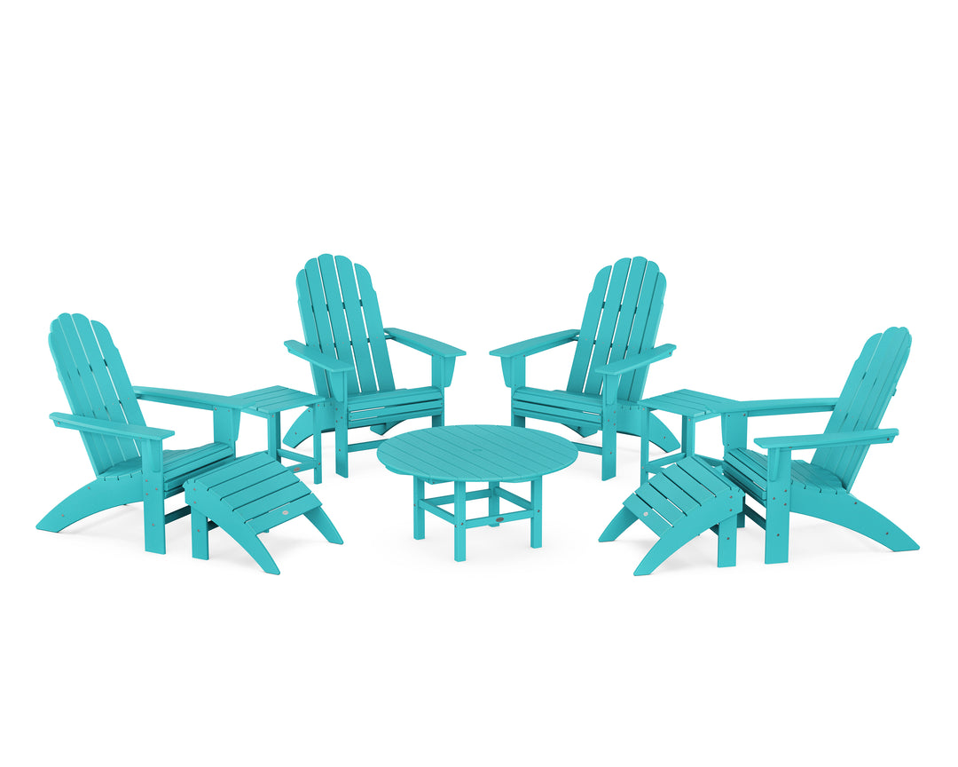 POLYWOOD® Vineyard Curveback Adirondack Chair 9-Piece Conversation Set