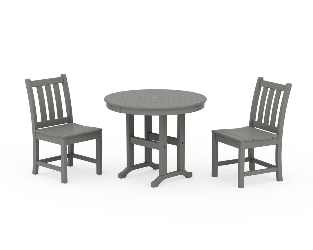 POLYWOOD® Traditional Garden Side Chair 3-Piece Round Dining Set