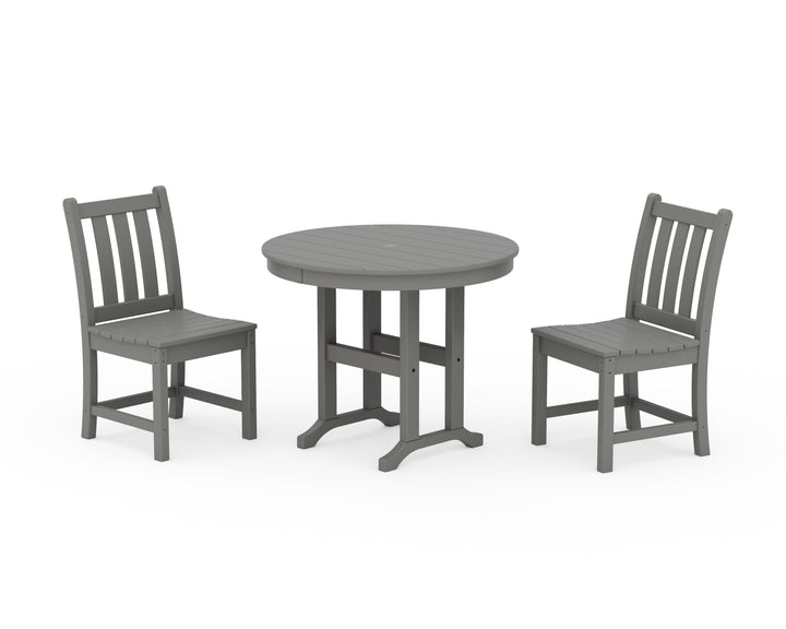 POLYWOOD® Traditional Garden Side Chair 3-Piece Round Dining Set