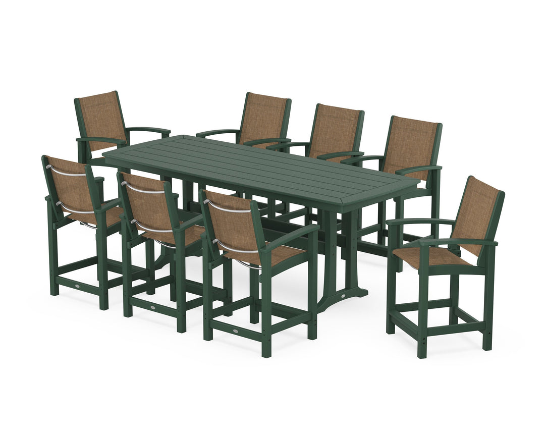 POLYWOOD® Coastal 9-Piece Counter Set with Trestle Legs