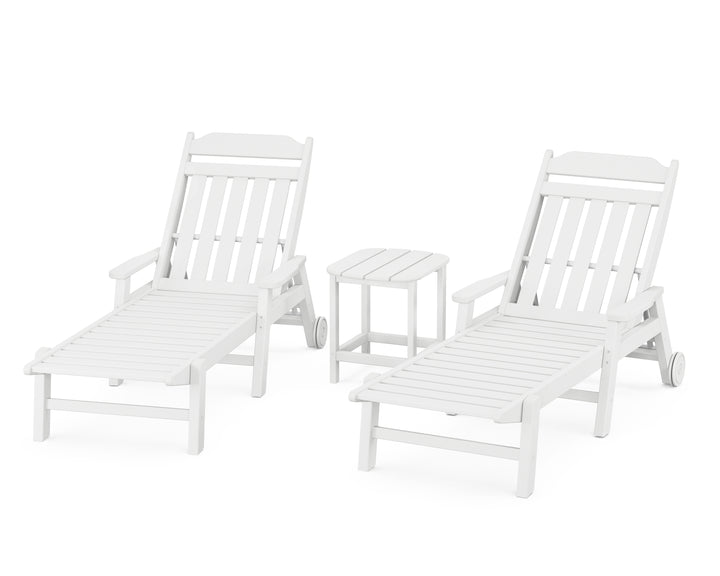 Country Living Cottage 3-Piece Chaise Set with Arms and Wheels