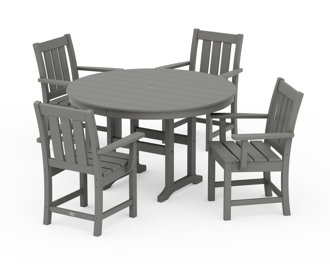 POLYWOOD® Oxford 5-Piece Round Farmhouse Dining Set