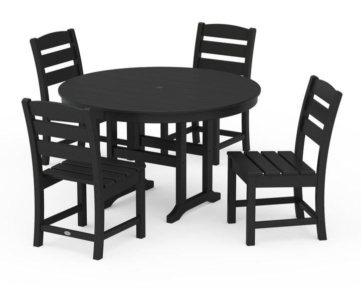 POLYWOOD® Lakeside 5-Piece Round Farmhouse Side Chair Dining Set