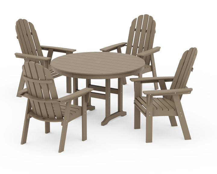 POLYWOOD® Vineyard Curveback Adirondack 5-Piece Round Farmhouse Dining Set