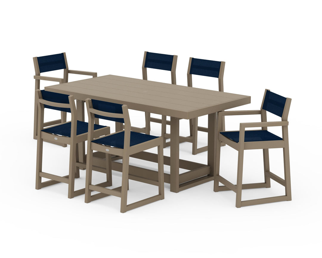 POLYWOOD® EDGE Sling 7-Piece Counter Table Set