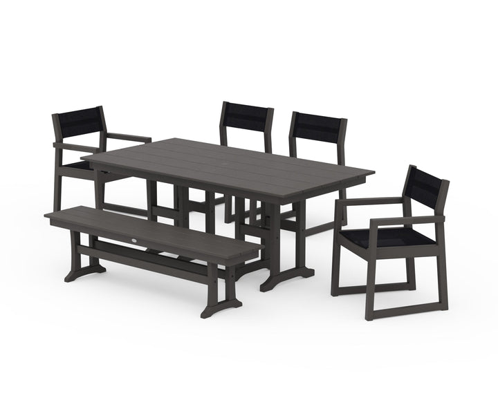 POLYWOOD® EDGE Sling 6-Piece Farmhouse Dining Set