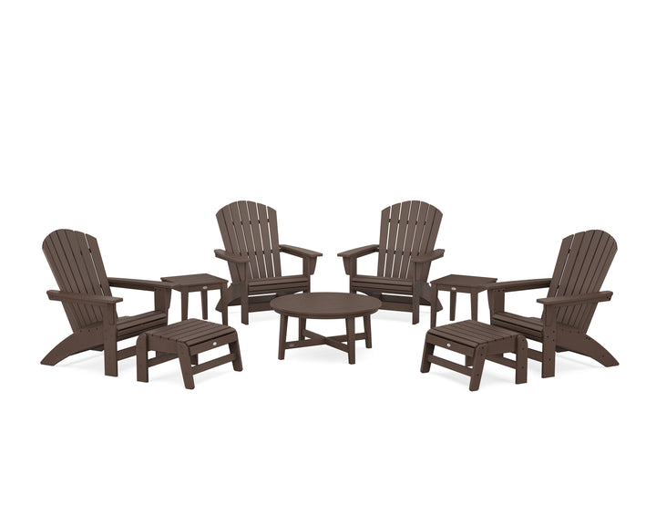 POLYWOOD® Nautical Grand Adirondack 9-Piece Conversation Set