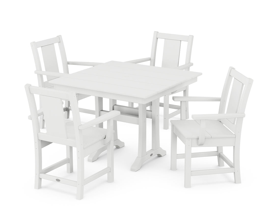 POLYWOOD® Prairie 5-Piece Farmhouse Dining Set with Trestle Legs