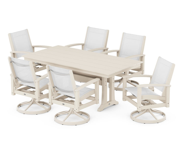 POLYWOOD® 7 Piece Coastal Swivel Rocker Dining Set