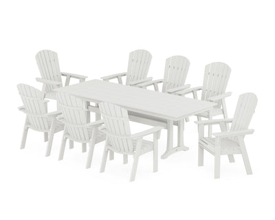 Nautical 9-Piece Curveback Adirondack Farmhouse Dining Set with Trestle Legs