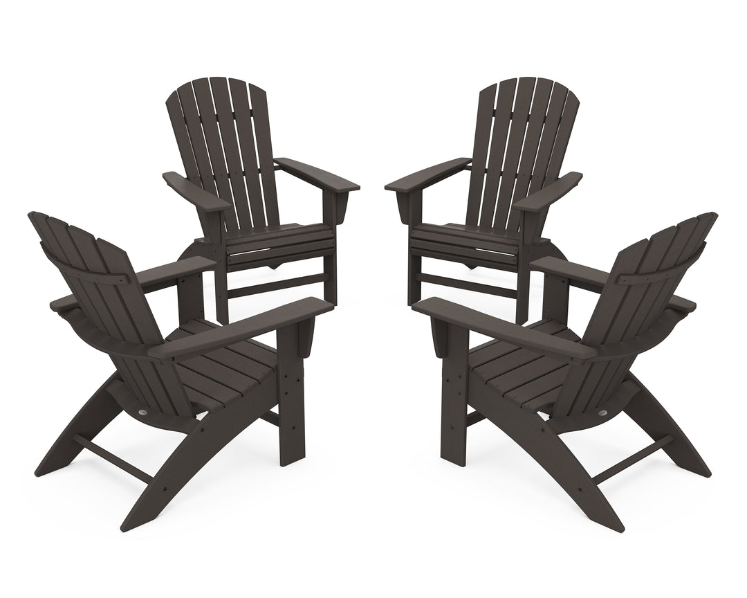 POLYWOOD® 4-Piece Nautical Curveback Adirondack Chair Conversation Set