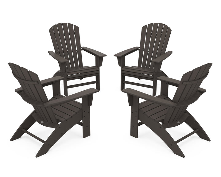 POLYWOOD® 4-Piece Nautical Curveback Adirondack Chair Conversation Set