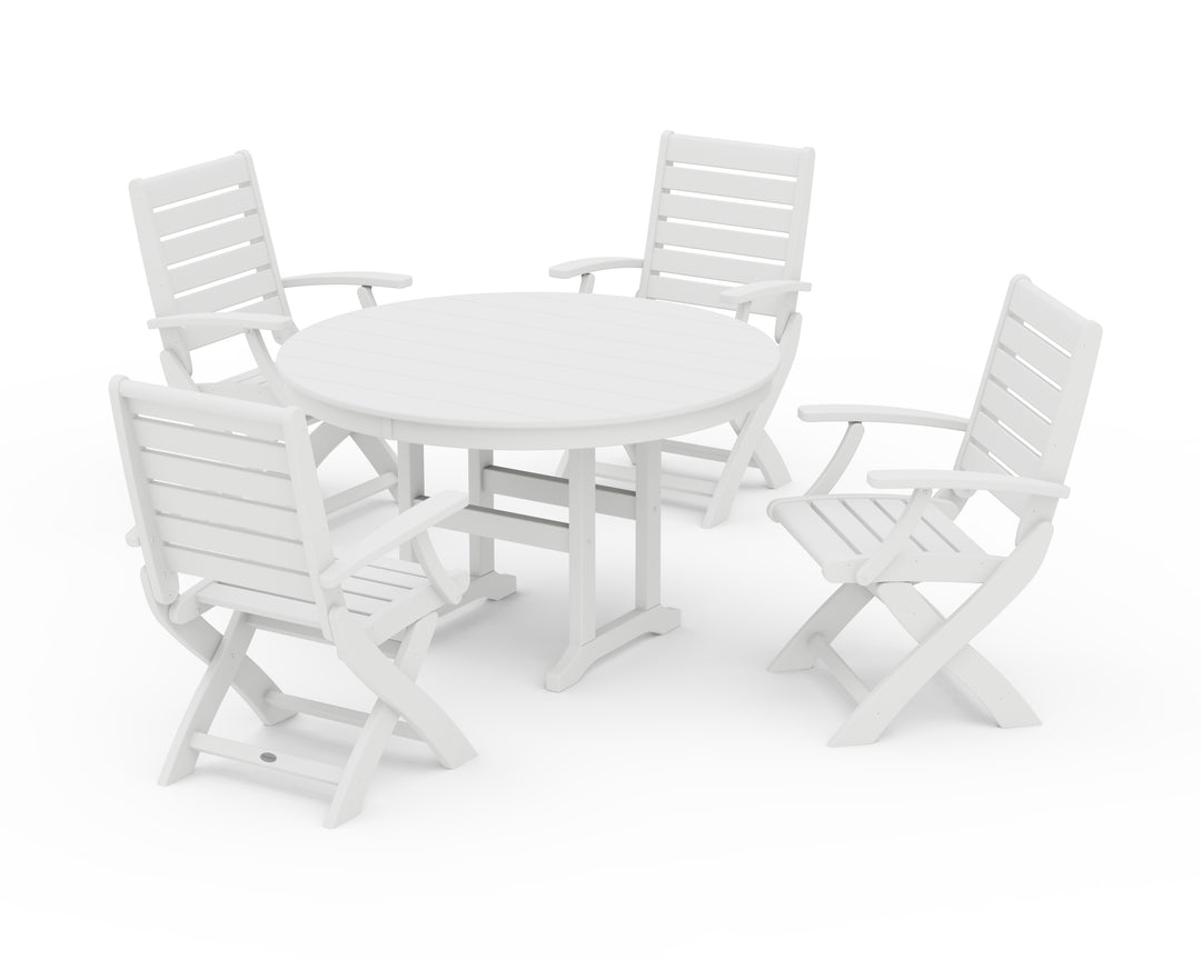 POLYWOOD® Signature Folding Chair 5-Piece Round Farmhouse Dining Set