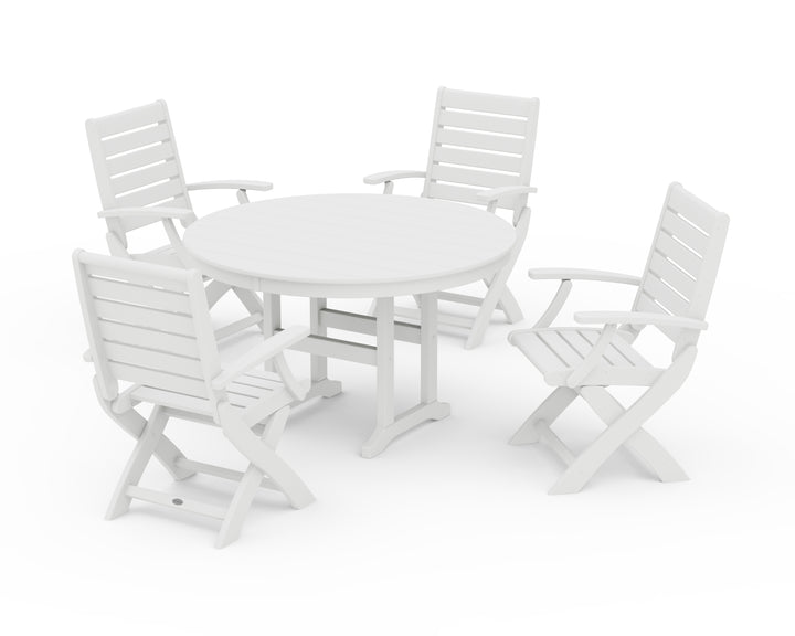POLYWOOD® Signature Folding Chair 5-Piece Round Farmhouse Dining Set