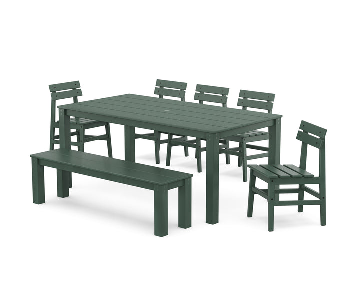 POLYWOOD® Modern Studio Plaza Chair 7-Piece Parsons Dining Set with Bench