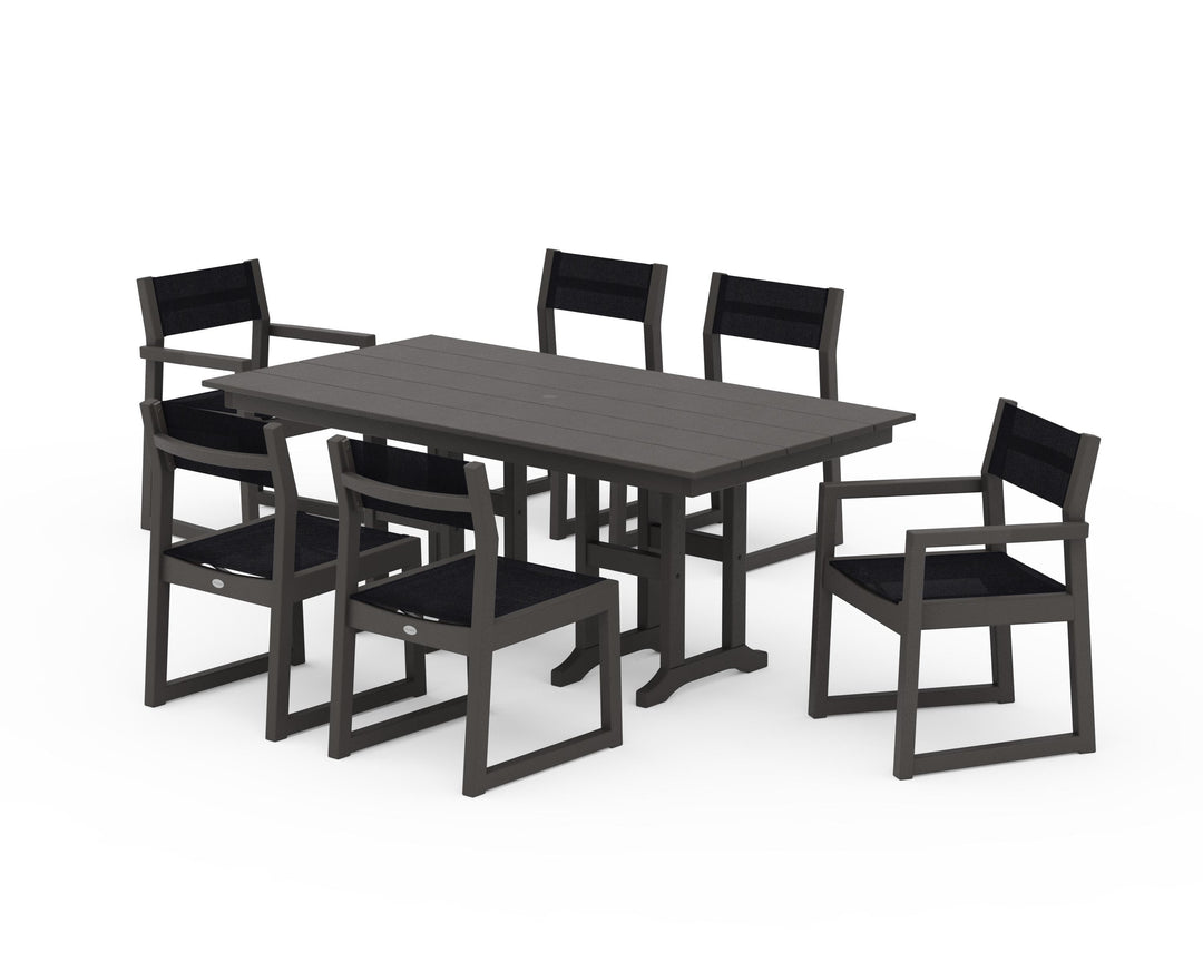 POLYWOOD® EDGE Sling 7-Piece Farmhouse Dining Set