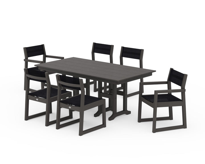 POLYWOOD® EDGE Sling 7-Piece Farmhouse Dining Set