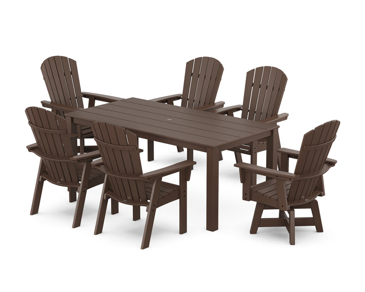 POLYWOOD® Nautical Curveback Adirondack Swivel 7-Piece Parsons Dining Set