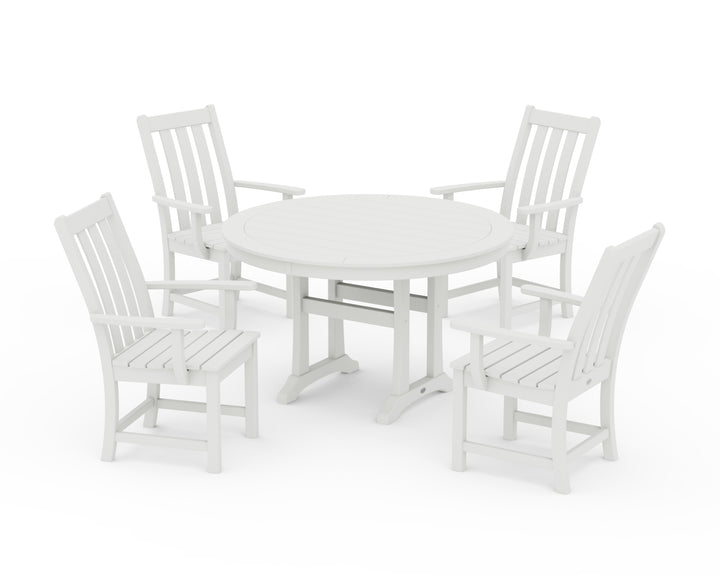 POLYWOOD® Vineyard 5-Piece Round Dining Set with Trestle Legs