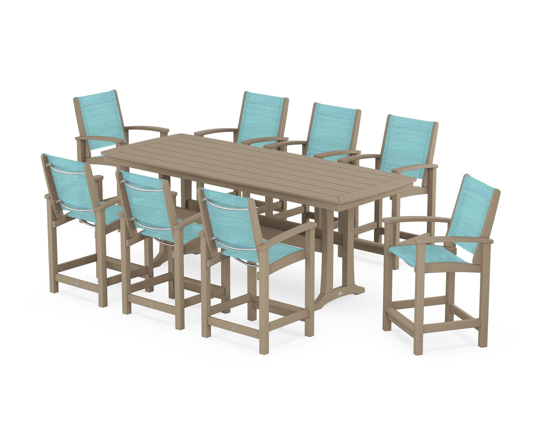 POLYWOOD® Coastal 9-Piece Counter Set with Trestle Legs