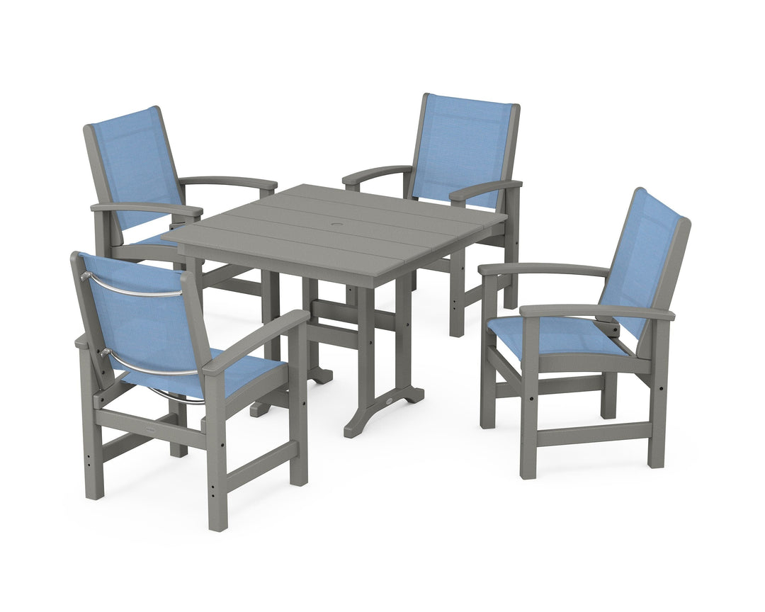 POLYWOOD® Coastal 5-Piece Farmhouse Dining Set