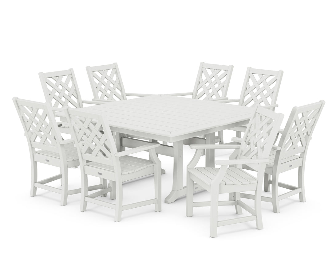 Country Living Wovendale 9-Piece Square Dining Set with Trestle Legs