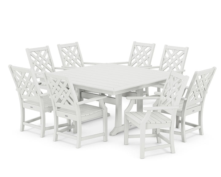 Country Living Wovendale 9-Piece Square Dining Set with Trestle Legs