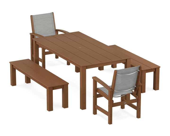 POLYWOOD® Coastal 5-Piece Parsons Dining Set with Benches