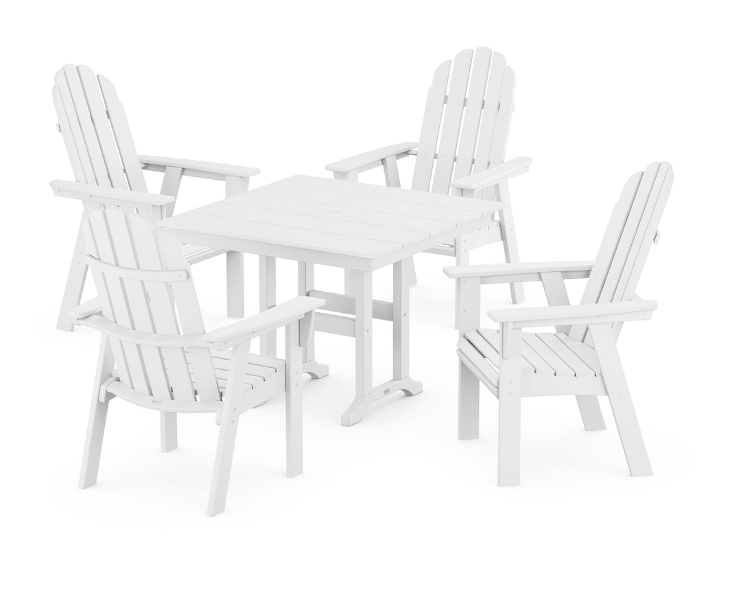 POLYWOOD® Vineyard Curveback Adirondack 5-Piece Farmhouse Dining Set