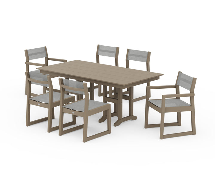 POLYWOOD® EDGE Sling 7-Piece Farmhouse Dining Set