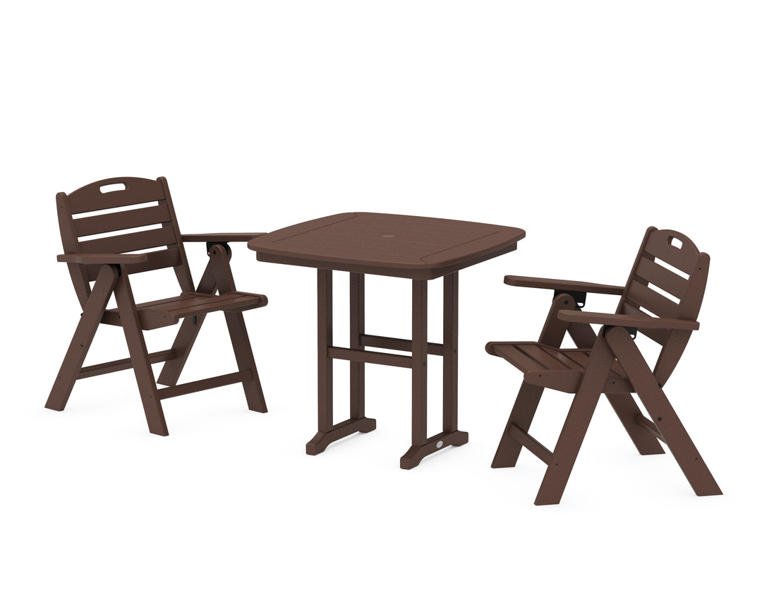 POLYWOOD® Nautical Folding Lowback Chair 3-Piece Dining Set