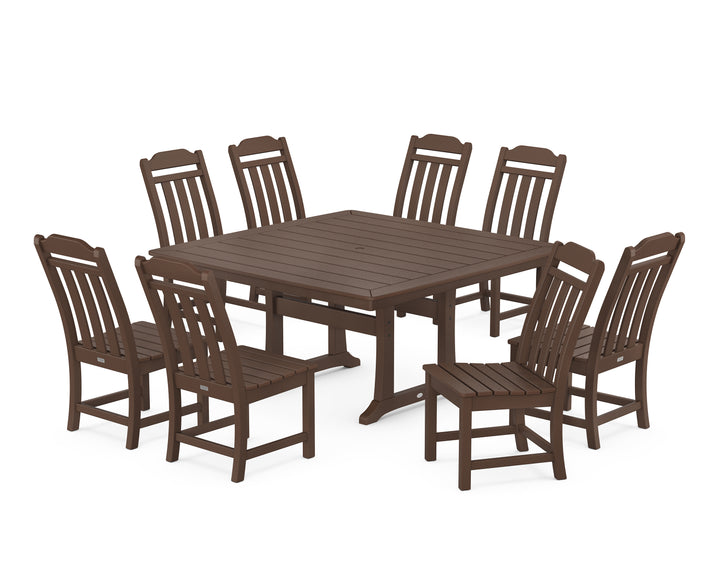 Country Living Cottage 9-Piece Square Side Chair Dining Set with Trestle Legs