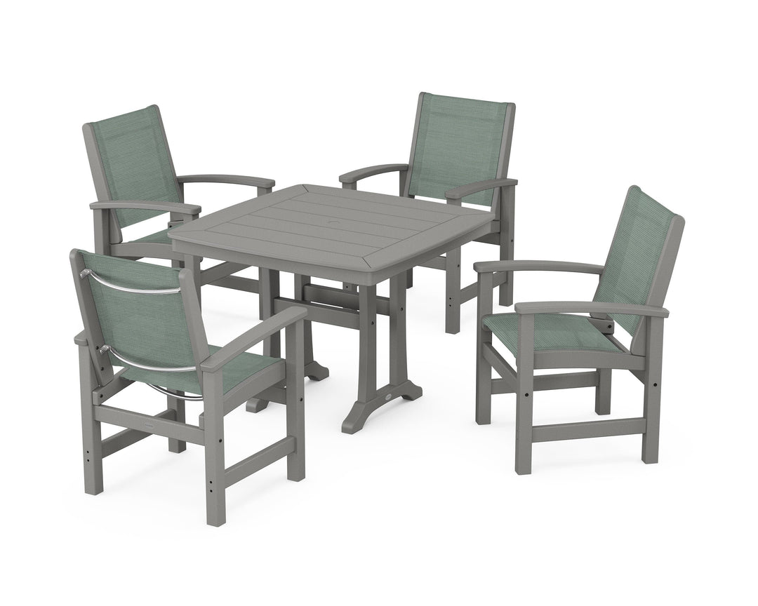 POLYWOOD® Coastal 5-Piece Dining Set with Trestle Legs