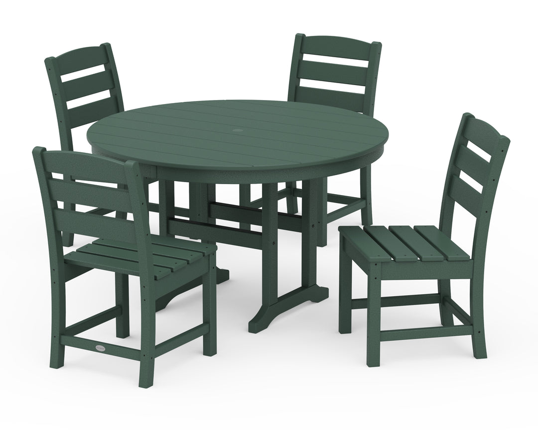 POLYWOOD® Lakeside 5-Piece Round Farmhouse Side Chair Dining Set
