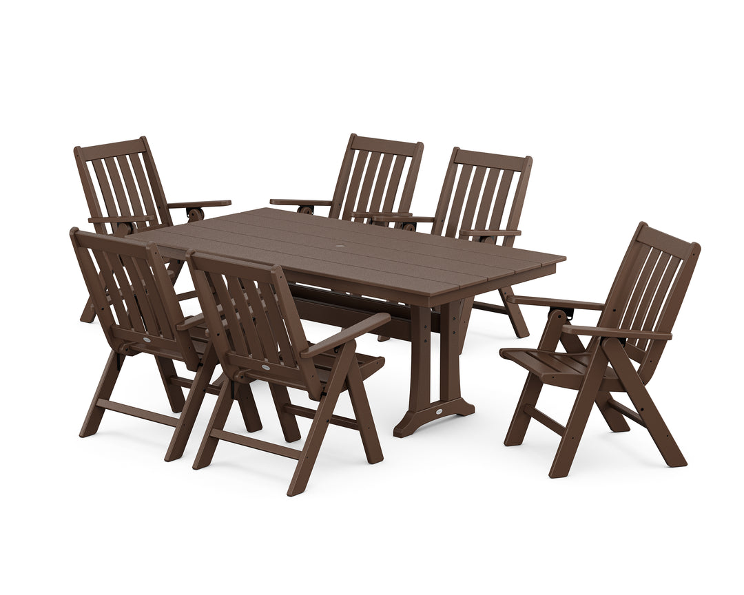 POLYWOOD® Vineyard Folding Chair 7-Piece Farmhouse Dining Set with Trestle Legs
