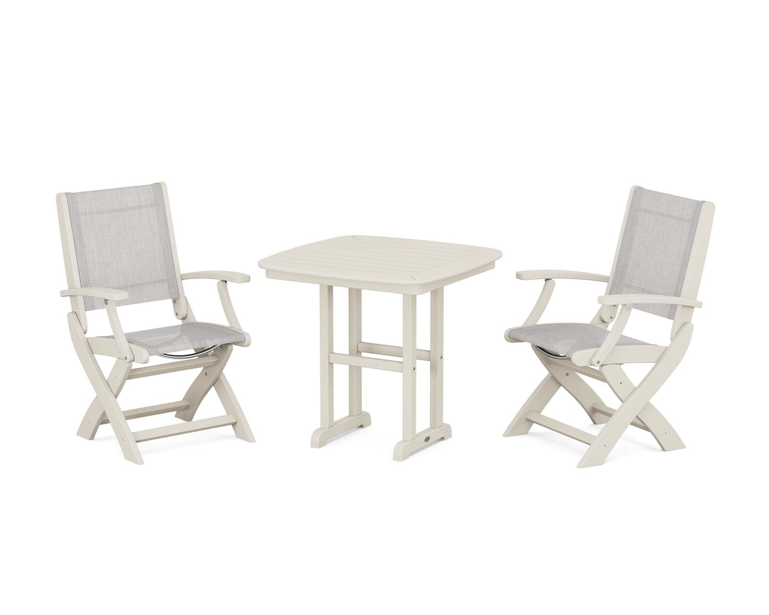 POLYWOOD® Coastal Folding Chair 3-Piece Dining Set