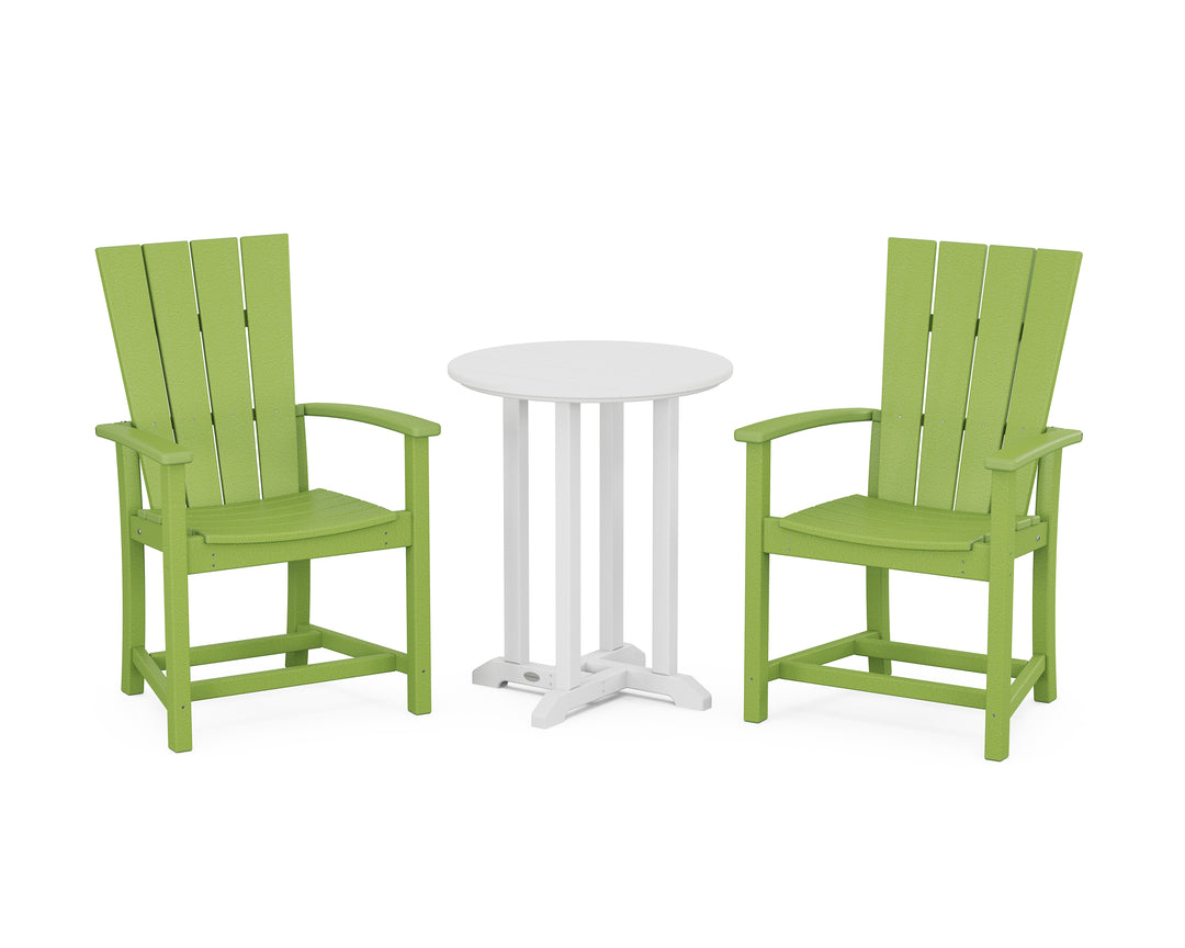 POLYWOOD® Quattro 3-Piece Round Farmhouse Bistro Dining Set