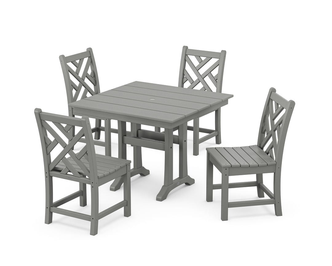 POLYWOOD® Chippendale 5-Piece Farmhouse Trestle Side Chair Dining Set