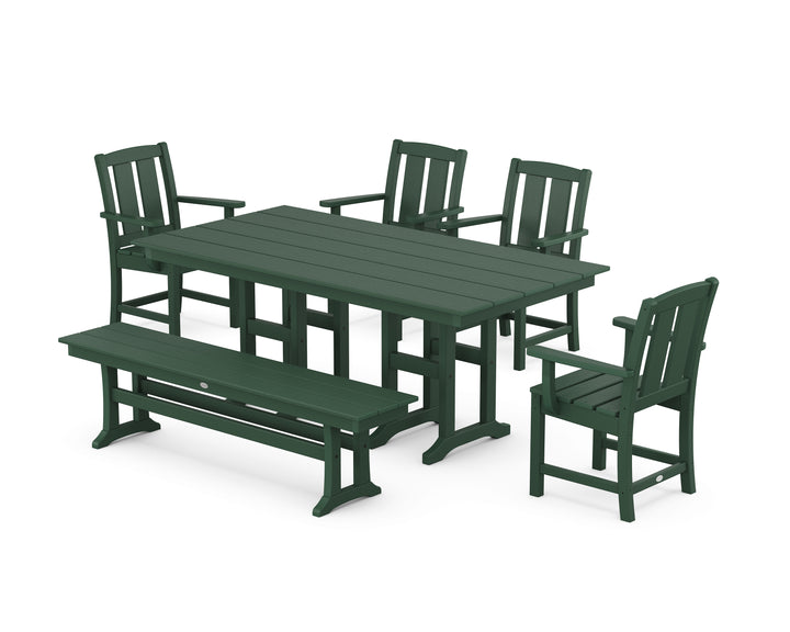 POLYWOOD® Mission 6-Piece Farmhouse Dining Set with Bench