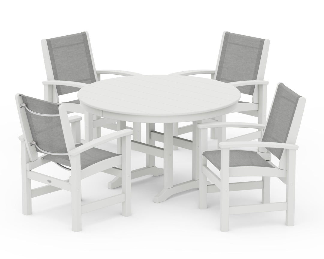 POLYWOOD® Coastal 5-Piece Round Farmhouse Dining Set