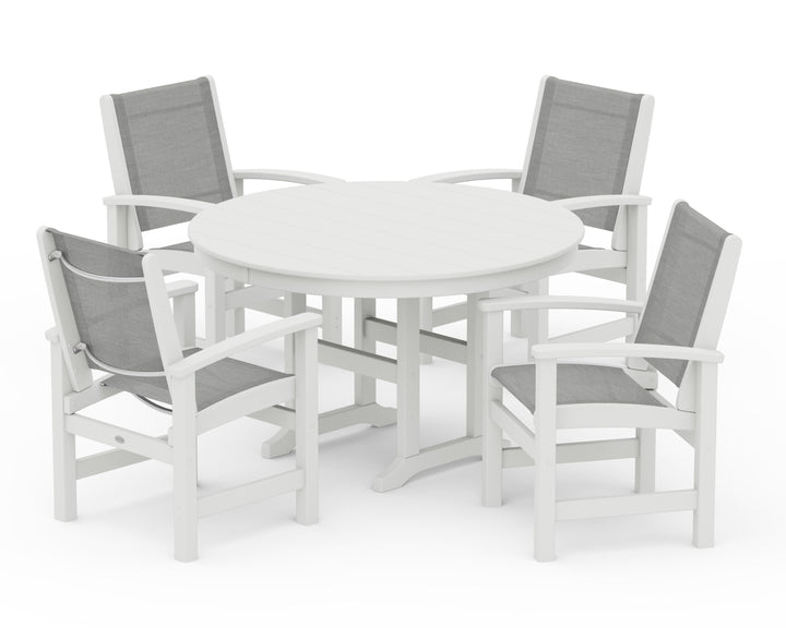 POLYWOOD® Coastal 5-Piece Round Farmhouse Dining Set