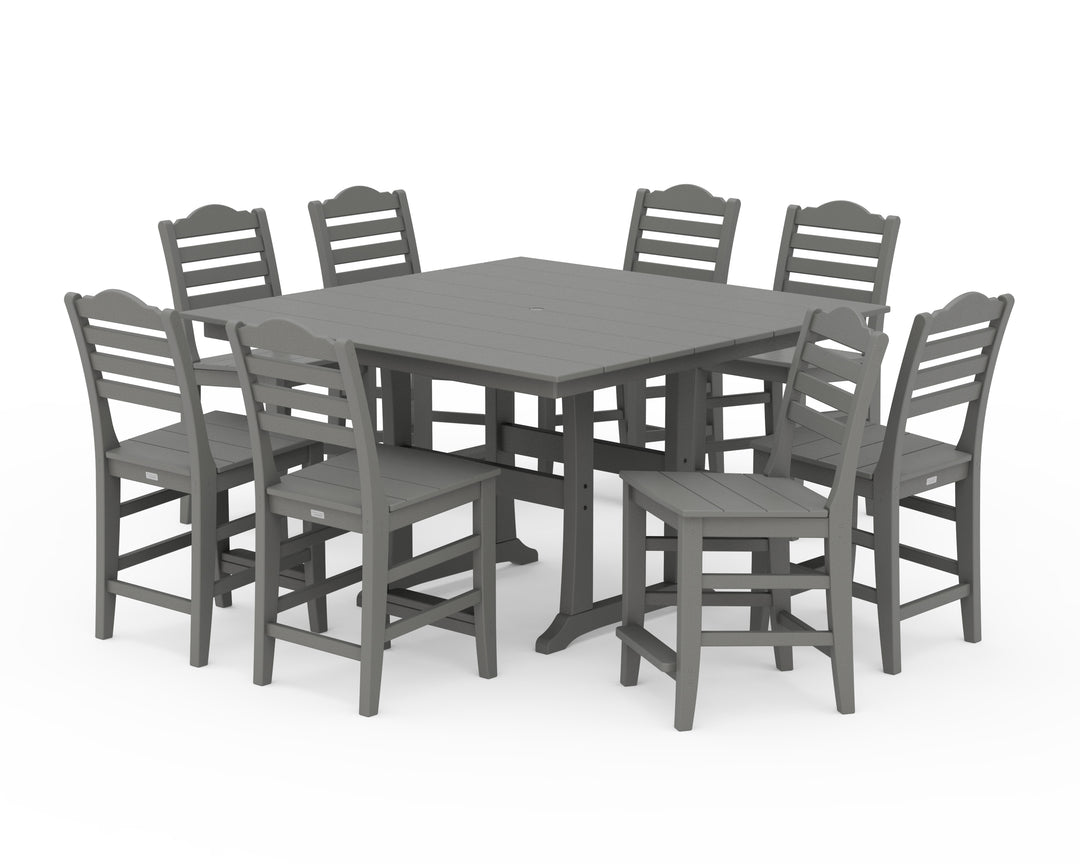 Draper James™ by  POLYWOOD® Savannah Side Chair 9-Piece Square Farmhouse Counter Set with Trestle Legs