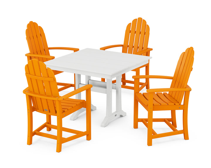 POLYWOOD® Classic Adirondack 5-Piece Farmhouse Dining Set With Trestle Legs