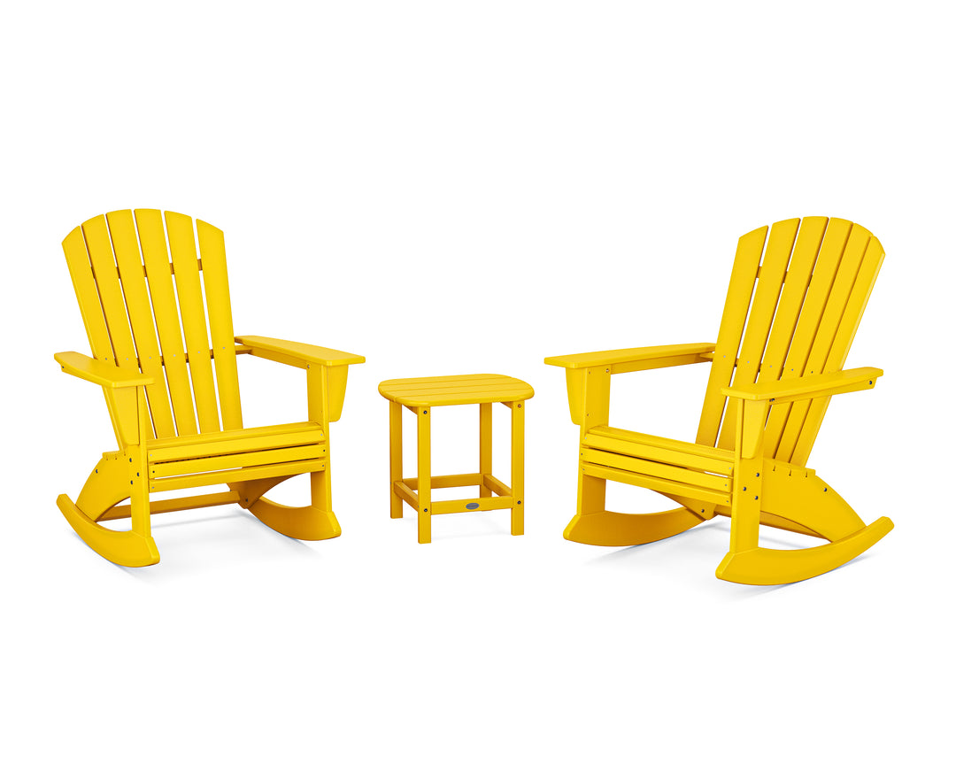 POLYWOOD® Nautical Curveback 3-Piece Adirondack Rocking Chair Set