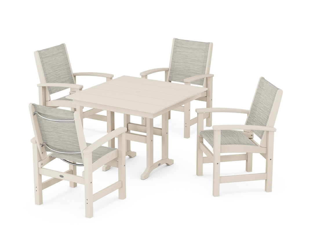 POLYWOOD® Coastal 5-Piece Farmhouse Dining Set