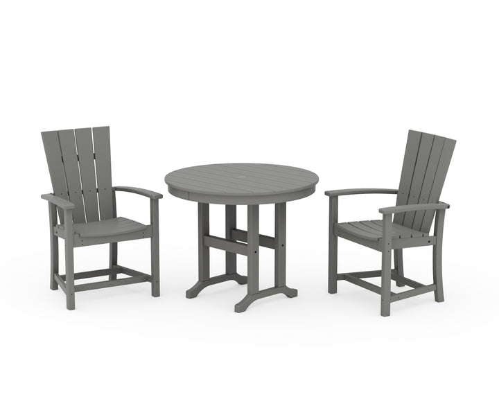 POLYWOOD® Quattro 3-Piece Round Farmhouse Dining Set