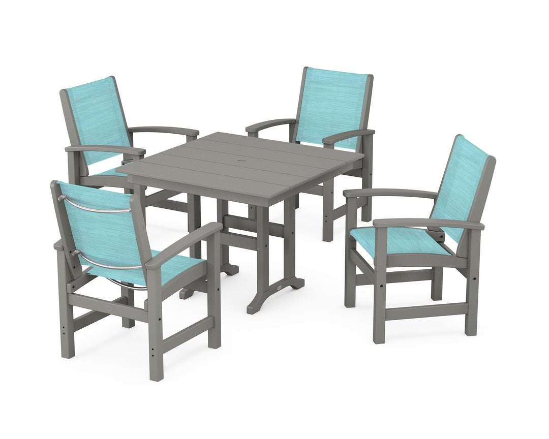 POLYWOOD® Coastal 5-Piece Farmhouse Dining Set