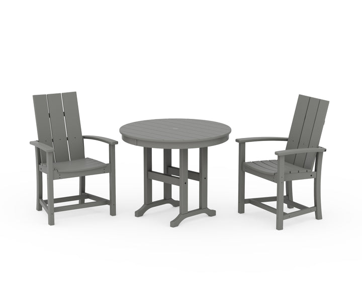POLYWOOD® Modern Adirondack 3-Piece Round Farmhouse Dining Set